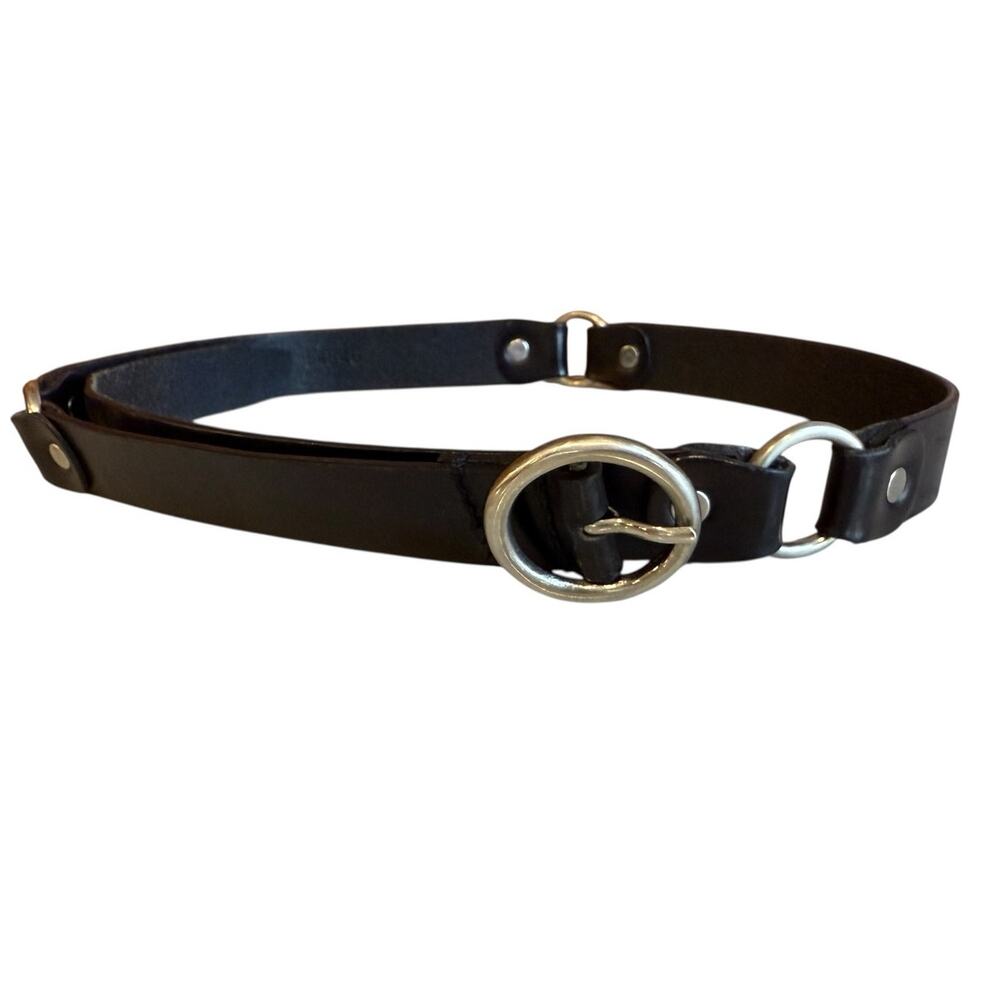 J Crew Genuine Leather Triple Ring Edgy Belt Black